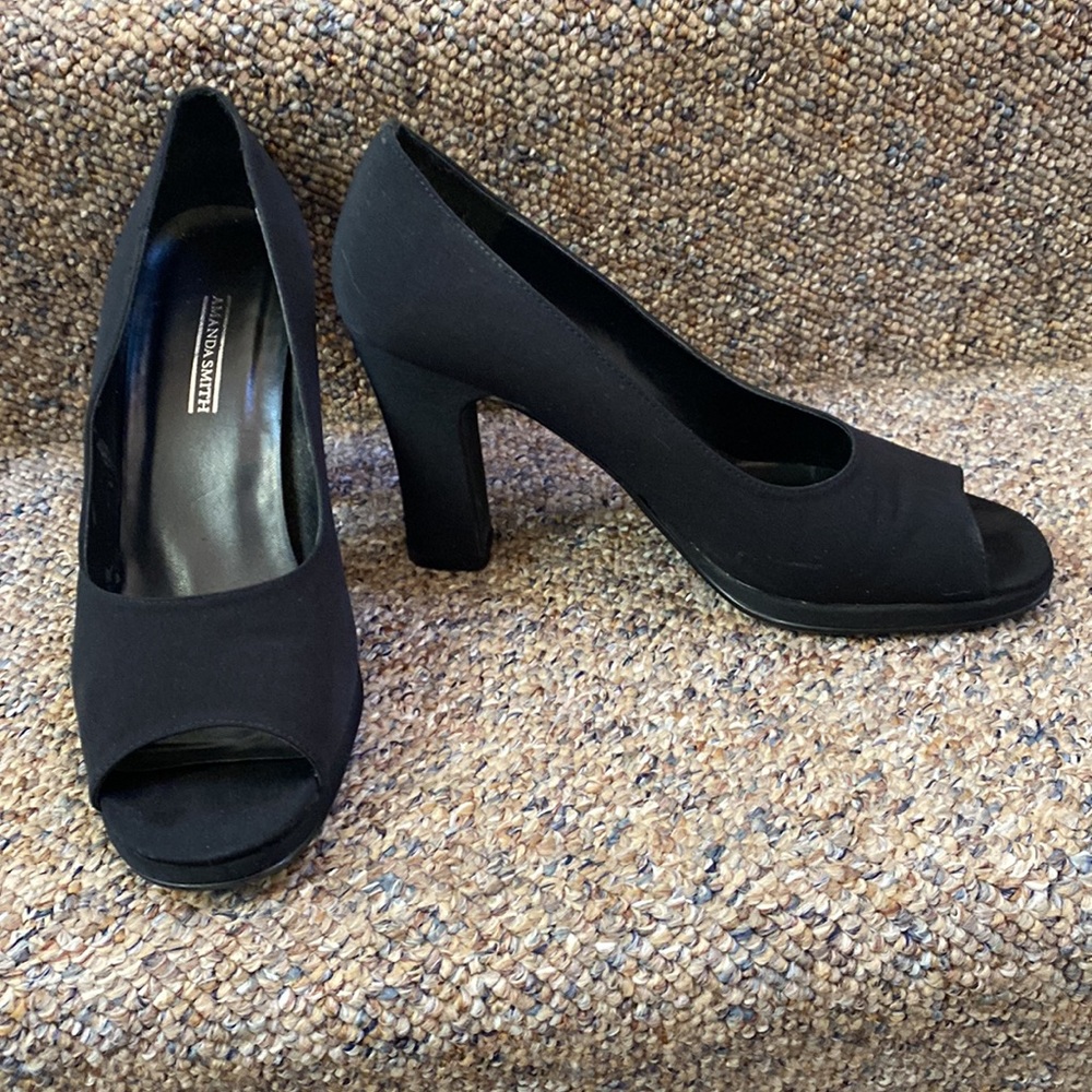 Amanda Smith Black Cloth Peep Toe Shoes